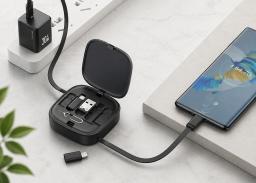 60W Data Cable Set with Retractable Charging Cable