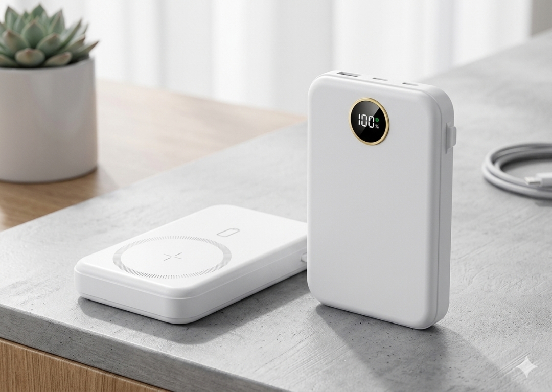 10,000mAh Utility Magnetic Wireless Powerbank with Cables