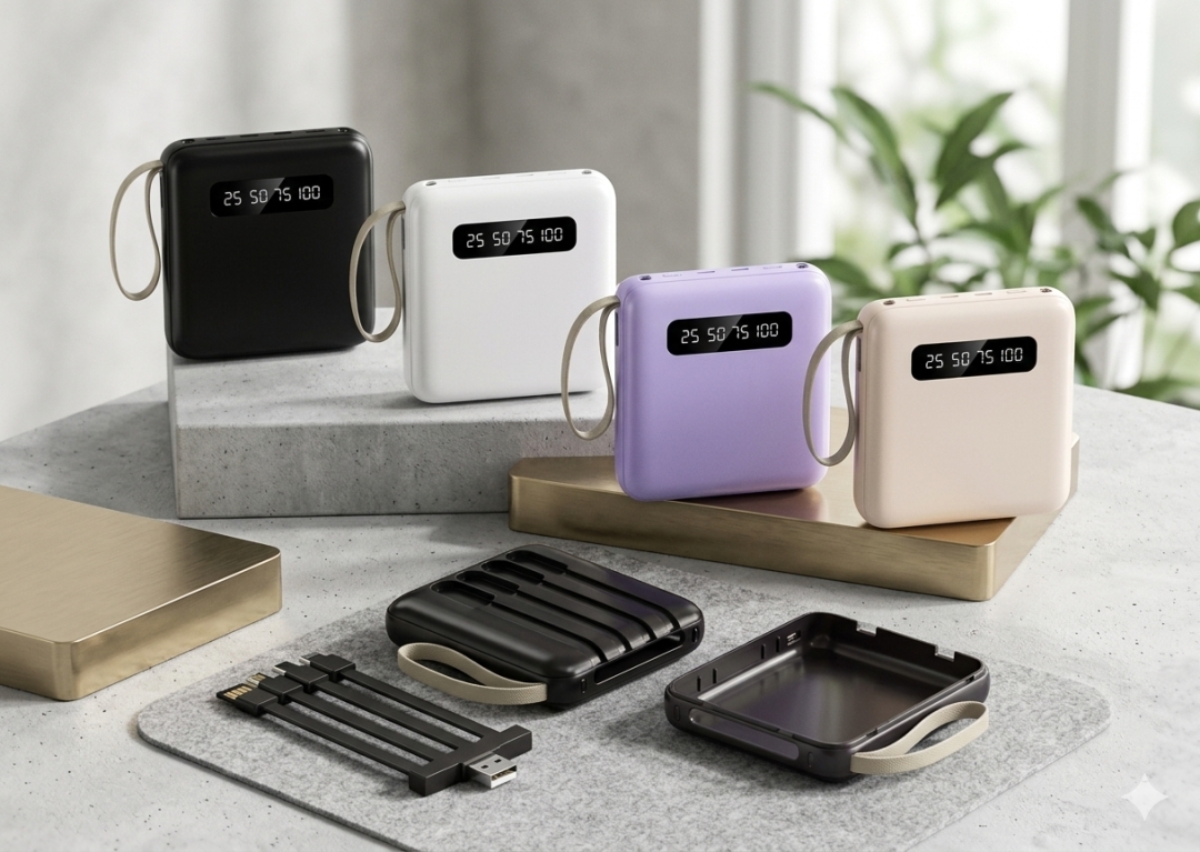 10,000mAh Compact Powerbank with Cables