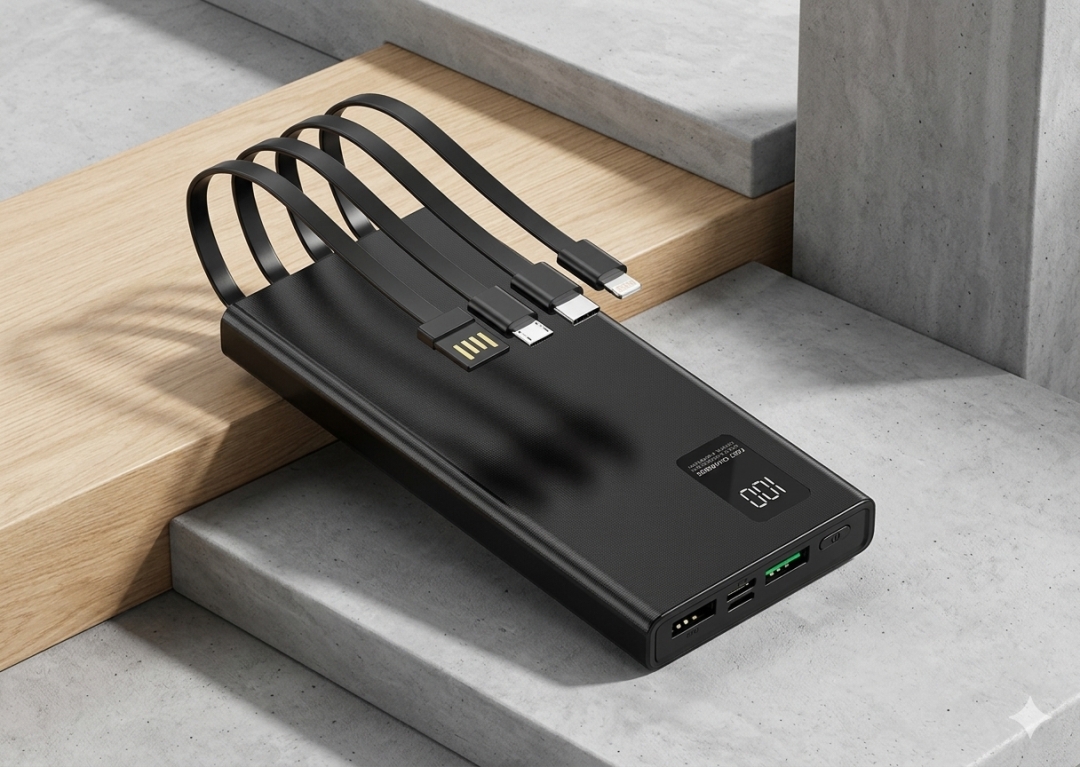 10,000mAh RAPID Charge Powerbank (With Built-in Cables)